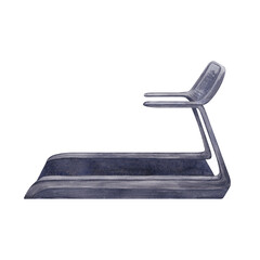 Treadmill. Watercolor illustration on a white background. Hand drawn. For postcards