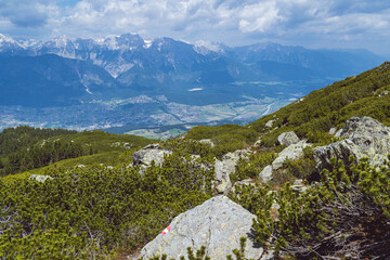 Inn Valley in Tyrol near Innsbruck in the Austrian Alps.
