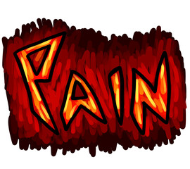 Stylized Cartoon Fiery Pain Logo