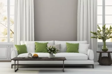Foto op Canvas beautiful living room with white sofa. generative ai. © SEUNGJIN