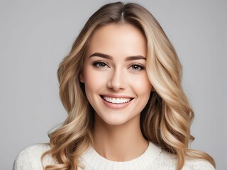 Naklejka premium A closeup portrait of young Asian smiling woman with clean white teeth. Generative AI