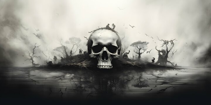 Skull illustration background wallpaper design, day of the dead, Día de Muertos