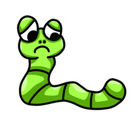 Stylized Sad Little Green Worm