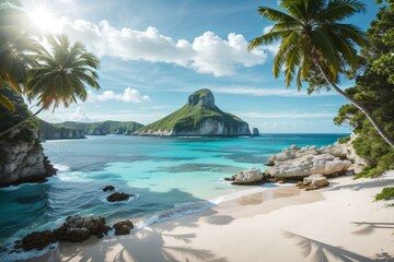 Obraz premium beach with palm trees white sand