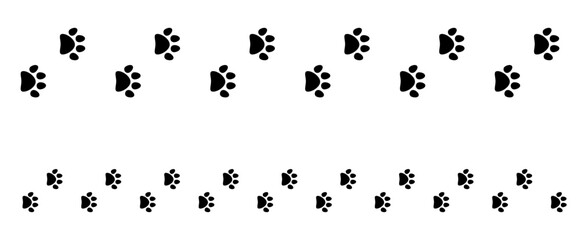 Set of cute paw pet animal footprint trail flat illustration vector