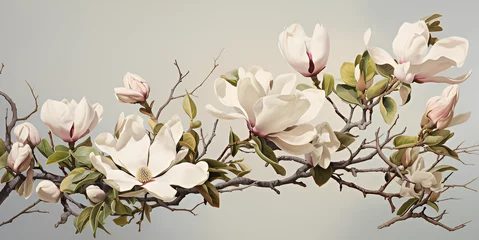 Schilderijen op glas pink magnolia flowers © Noor