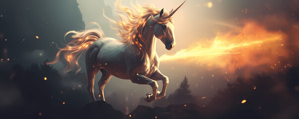 Unicorn's Grace: Enchanted Fantasy in a Magical Real - unicorns, magical, enchanted, fantasy, ethereal, majestic, dreamlike, wonder, landscape, enchanting, whimsical, horn, forest, art, beast