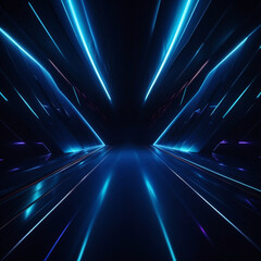Abstract light painting with colored lights simulating a futuristic pattern of blue colors. 3D illustration Abstract art.
