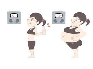 ダイエット　太る　痩せる　女性　体重計　セット素材