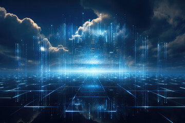 Cloud computing transfer big data on internet. futuristic digital technology .Generative AI
