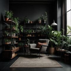 Obraz premium Modern interior, home, decor, light, plant, window, apartment
