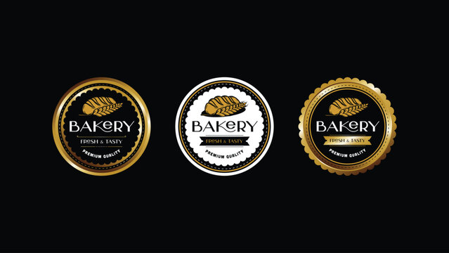Elegant Emblem for Your Bakery: Gold and White Badge Logo Template. A Taste of Luxury. Vector illustration
