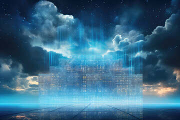 Cloud computing transfer big data on internet. futuristic digital technology .Generative AI