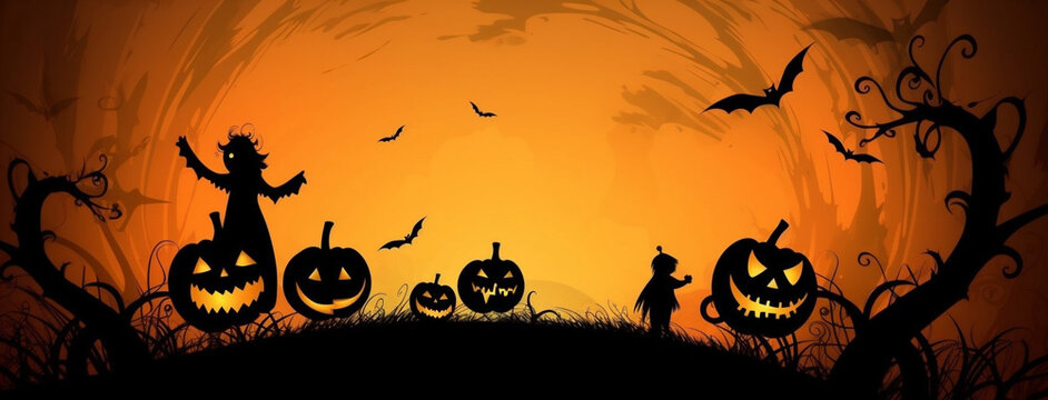 halloween orange night october horror holiday ghost black pumpkin dark. Generative AI.