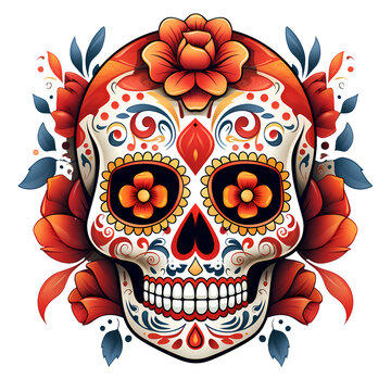 Sugar Skull Mexican Halloween Clipart Illustration
