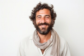 Obraz premium medium shot portrait of a Israeli man in his 40s wearing a foulard against a white background