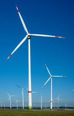 Large wind farm on agricultural area at Paderborn, North Rhine-Westphalia, Germany, Europe
