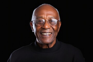 Obraz premium medium shot portrait of a Kenyan man in his 70s wearing a chic cardigan against a white background