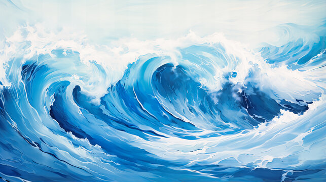 Brushstroke Waves in Oceanic Hues