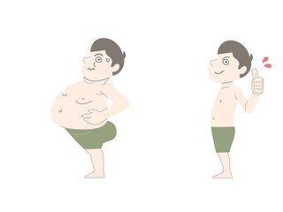 ダイエット　太る　痩せる　男性　セット素材
