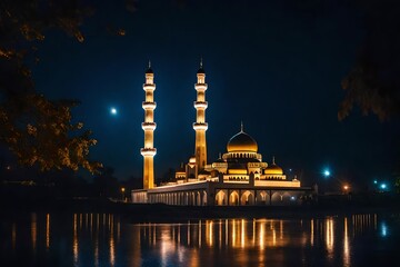 Fototapeta na wymiar night view of the mosque