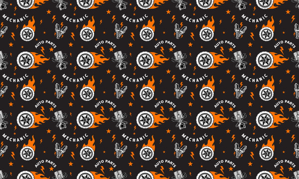 auto parts and repair seamless pattern background © growth.co