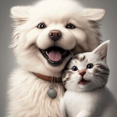 Cute cat and dog.