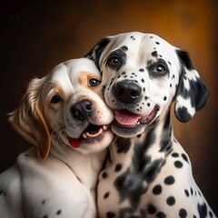 Sweet dogs together. Generative AI.