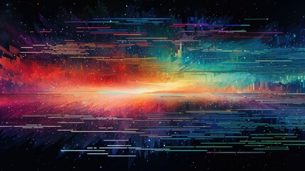 Obraz premium galaxy glitch pixelated universe illustration noise space, pixel defect, technology black galaxy glitch pixelated universe