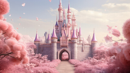 Magical pink princess castle
