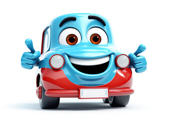 Obraz na płótnie Canvas Animated Car with a Thumbs Up Gesture, Signifying Satisfaction and Quality