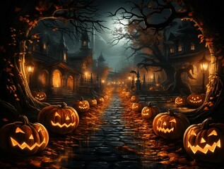 halloween background with pumpkins