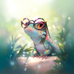 lizard wearing glasses 2, AI Generative