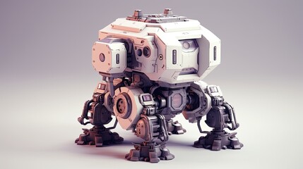 isometric white 3d sci-fi robot