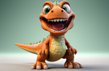 Dino Delight: Cheerful Cartoon Dinosaur with a Radiant Smile Ready to Spread Prehistoric Joy