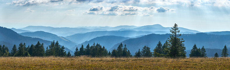moody panoramic Black Forest landscape on Feldberg summit near Titisee-Neustadt, Baden...