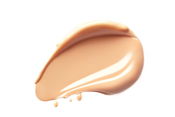 Beige Texture of Cosmetic Tonal Cream Smear face foundation. Swatch smudge concealer, smear face foundation. Peach Fuzz Color of The Year 2024. Light beige liquid highlighter, BB, CC cream foundation.