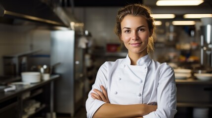 Portrait of a young chef in the kitchen
