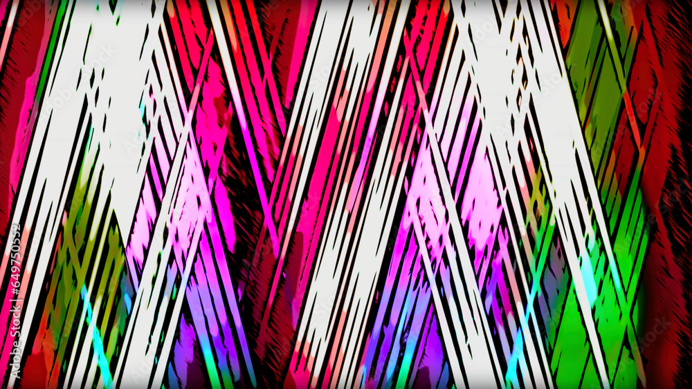 Poster abstract crossing bright multicolored lines creating a pattern of triangles. motion. contrasting dia