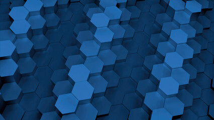 Abstract background with animation of wave mosaic of hexagons. Design. Technological backdrop.