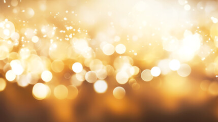 Sparkling Background with Bokeh made of
Elegant Gold Christmas Lights. Texture of
Blurred backdrop...