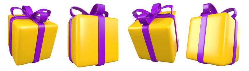 Set of realistic 3d gifts box. Holiday gift surprise. Vector illustration