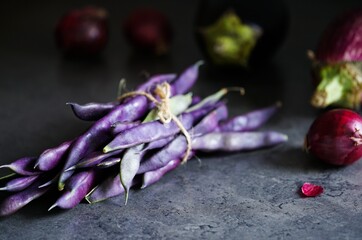 Long purple beans, fresh and healthy vegetables - 649756725