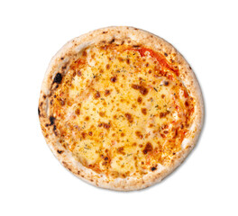 Mozzarella cheese style pizza isolated over white background