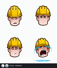 Construction Worker - Expressions - Concerned - Crying - Variations