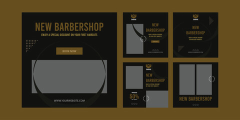 barber shop hair cutting social media instagram post web banner template 