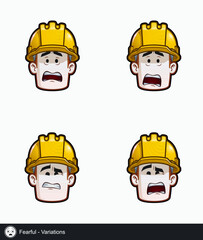 Construction Worker - Expressions - Concerned - Fearful - Variations