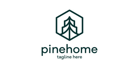 logo design inspired by a pine tree in a circle made in a minimalist line style.