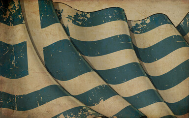 Old Paper Print - Waving Flag of Greece