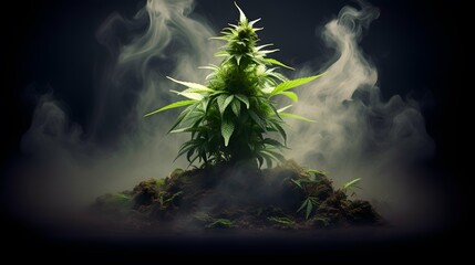 Cannabis background wallpaper design, weed, ganja, marihuana, green hemp bud, leaf